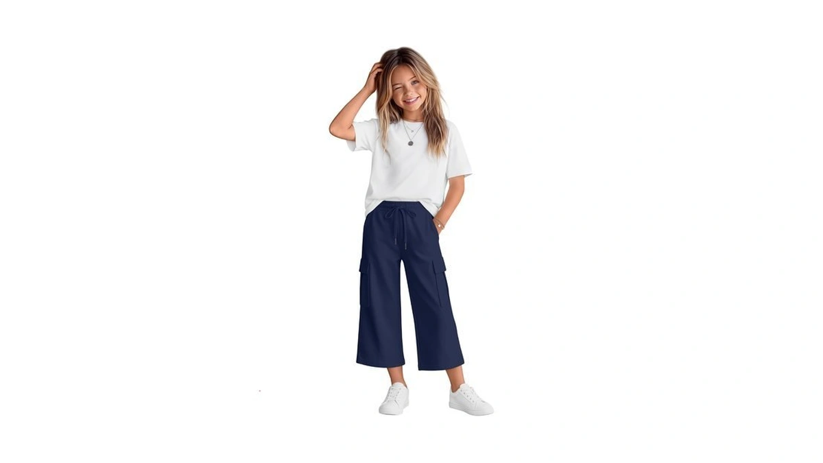 Halfchet Girls Capri Pant Cargo Wide Leg Pant Teens Capri