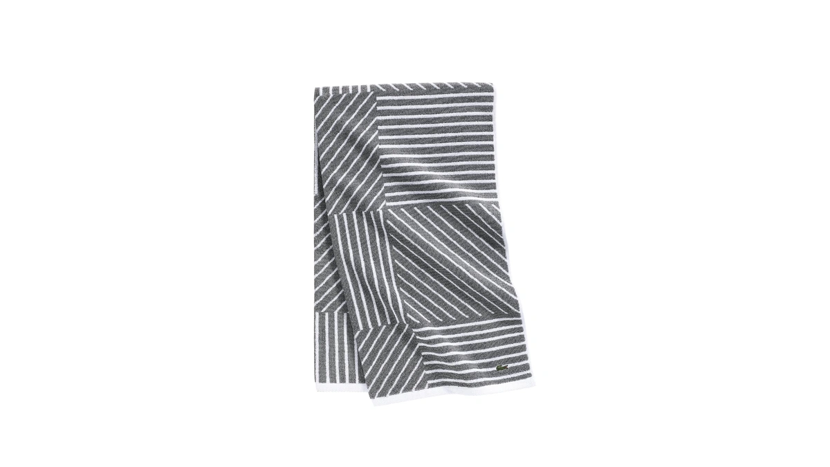 Lacoste Guethary Striped Towel – 100% Cotton, Reversible Modern Geometric