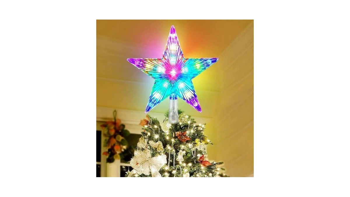 Christmas Tree Topper, Fishope 9.5" Tree Toppers Christmas Decorations Lighted
