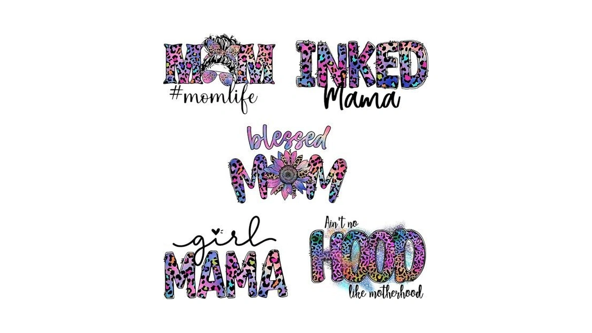 5pcs Inked Mama Mom Iron On Decals Heat Transfer For