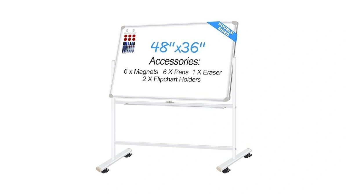 Dry Erase Board With Stand - 48x36 Inches Double-sided Mobile