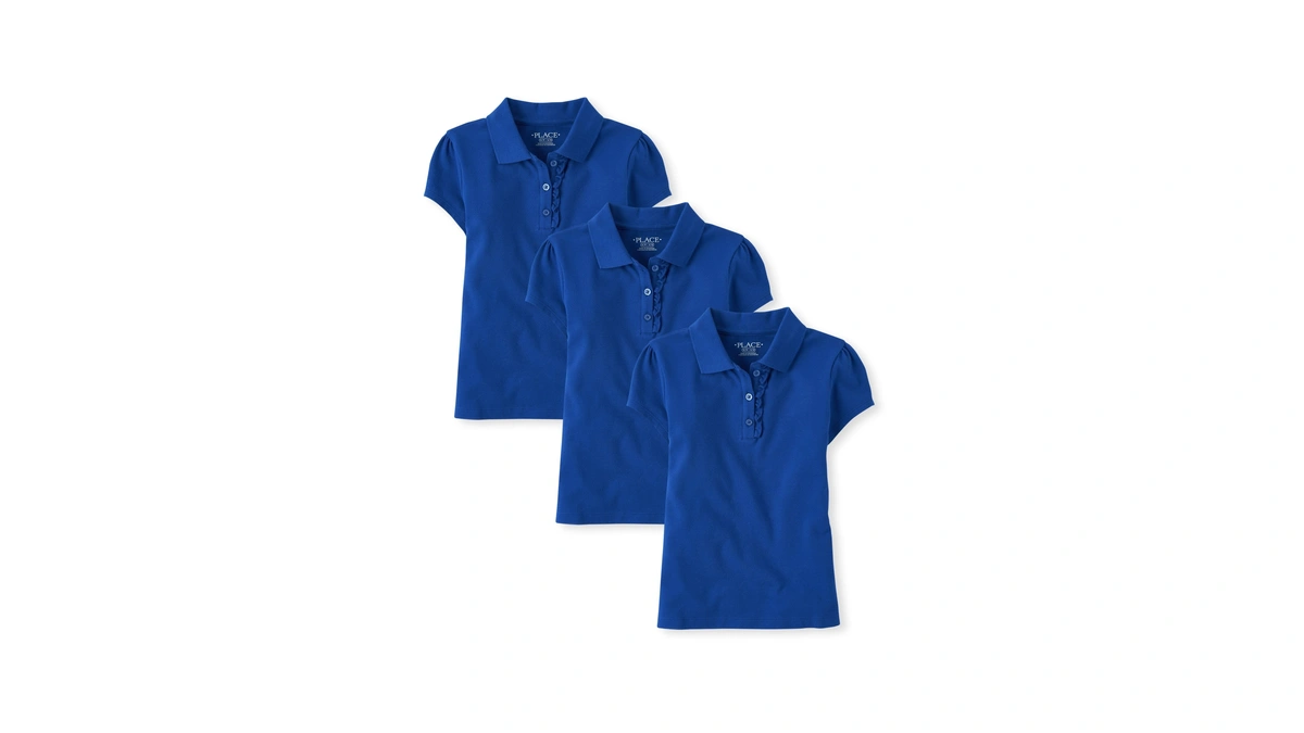 The Children's Place,girls,short Sleeve Ruffle Pique Polo Multipack,renew Blue 3-pack,x-small