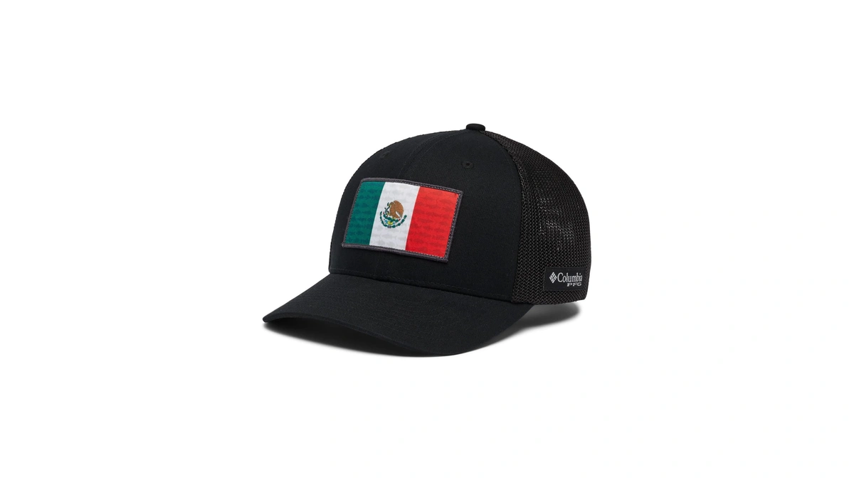 Columbia Unisex Pfg Fish Flag Mesh Ball Cap, Black/black/mexico Fish