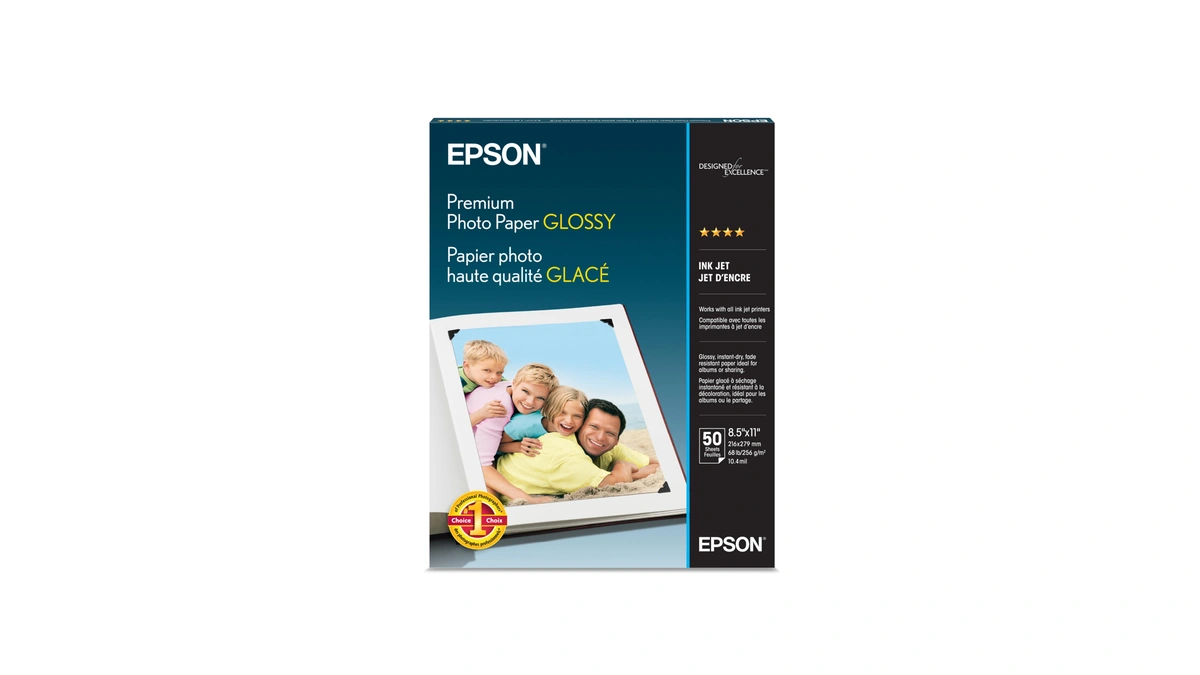 Epson Premium Photo Paper Glossy, 50 Sheets, 8.5 X 11,