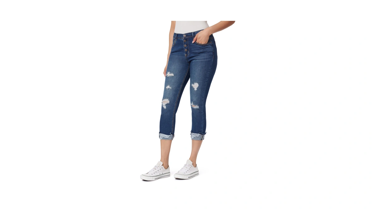 Wallflower Women's Flirty Curvy Crop Jeans High Rise Insta Stretch