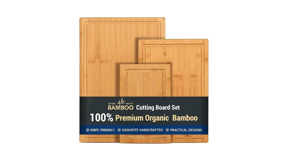 Hiware 3-piece Bamboo Cutting Boards For Kitchen, Heavy Duty Bamboo