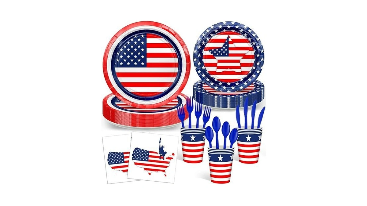 Avezano 168 Pcs 4th Of July Party Supplies American Flag