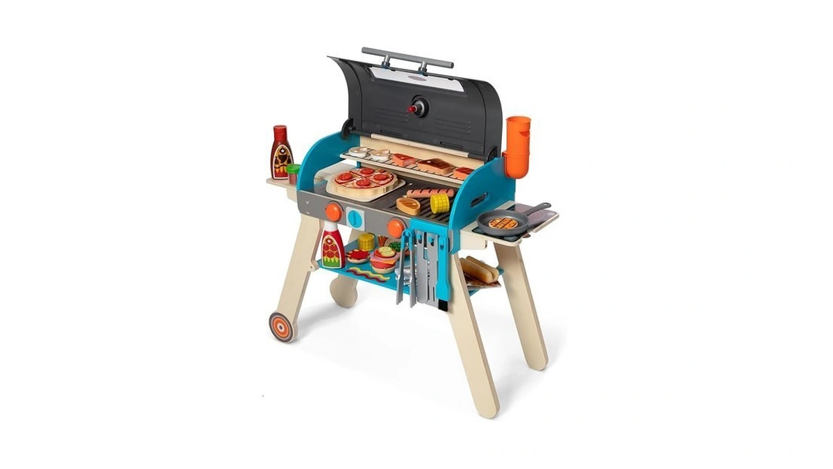 Melissa & Doug Deluxe Wooden Barbecue Grill, Smoker & Pizza