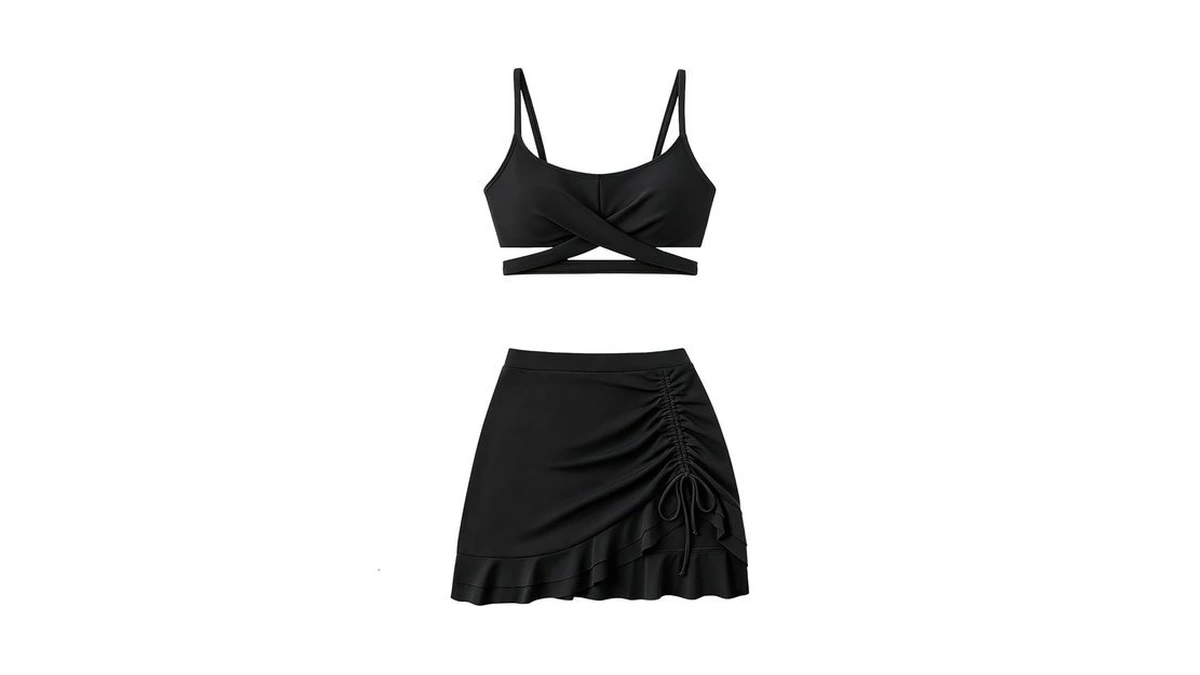 Niknio Girls Bikini Set With Swim Skirt Adjustable Straps Removable
