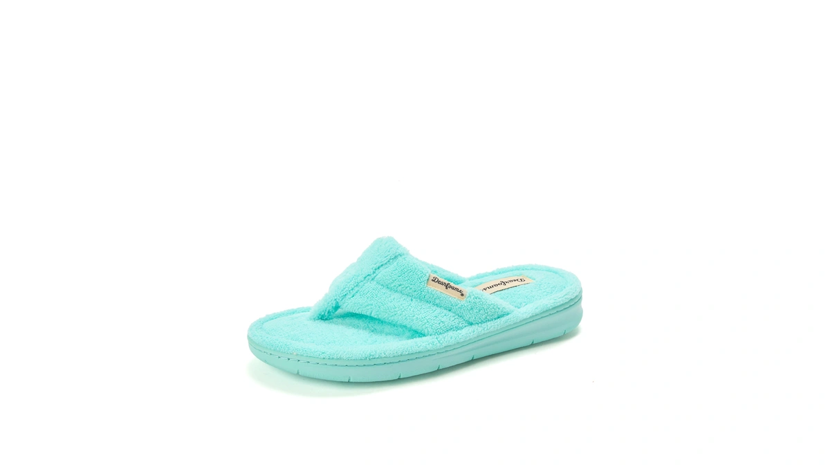 Dearfoams Women's Melanie Terry Thong Slipper, Aruba Blue, 5-6