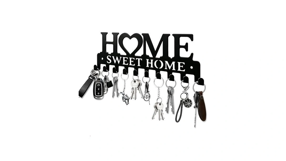 Key Holder Hooks Organizer Hanger Rack Wall Mounted Sweet Home