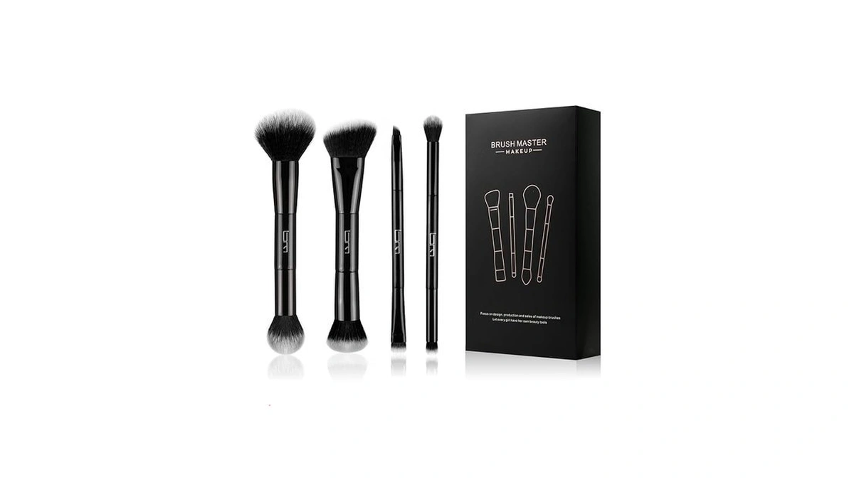 Brush Master 4pcs Duo End Makeup Brushes, Foundation, Powder, Contour,