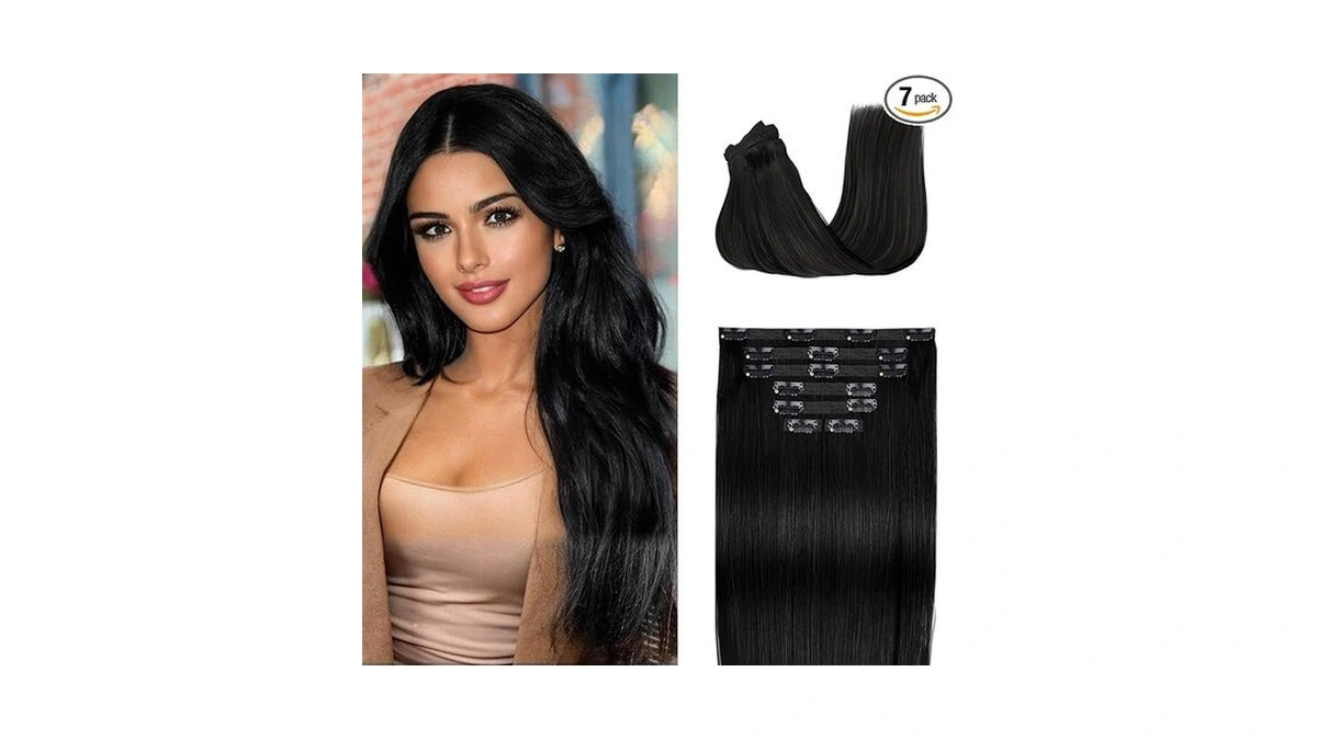 Fimislosion Real Hair Extensions Clip In Human Hair, Seamless Clip
