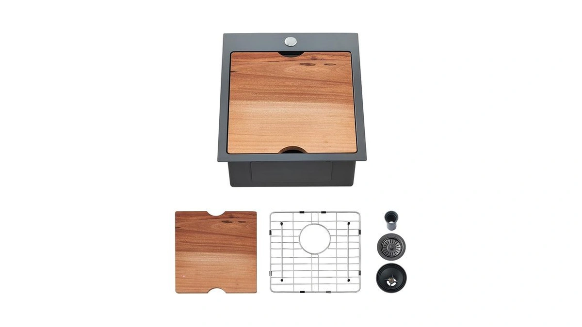 Ecochannels Kitchen Sink, 17 X 19 Inch Drop In Bar