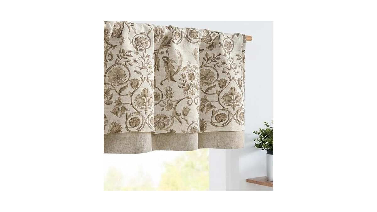 Jinchan Linen Valance Kitchen Curtain For Windows Double Layer 16