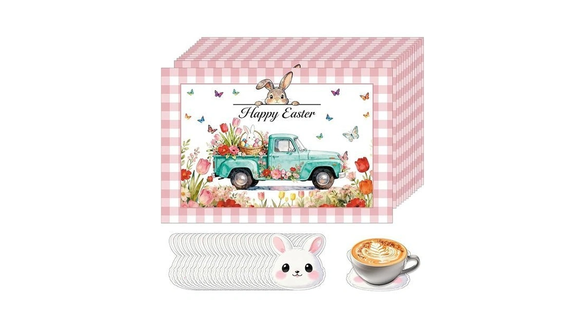50pcs Easter Paper Placemats, Happy Easter Disposable Paper Place Mats