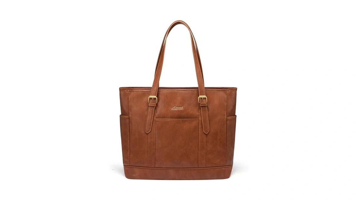 Lovevook Laptop Bag For Women Vintage Leather Work Tote 15.6