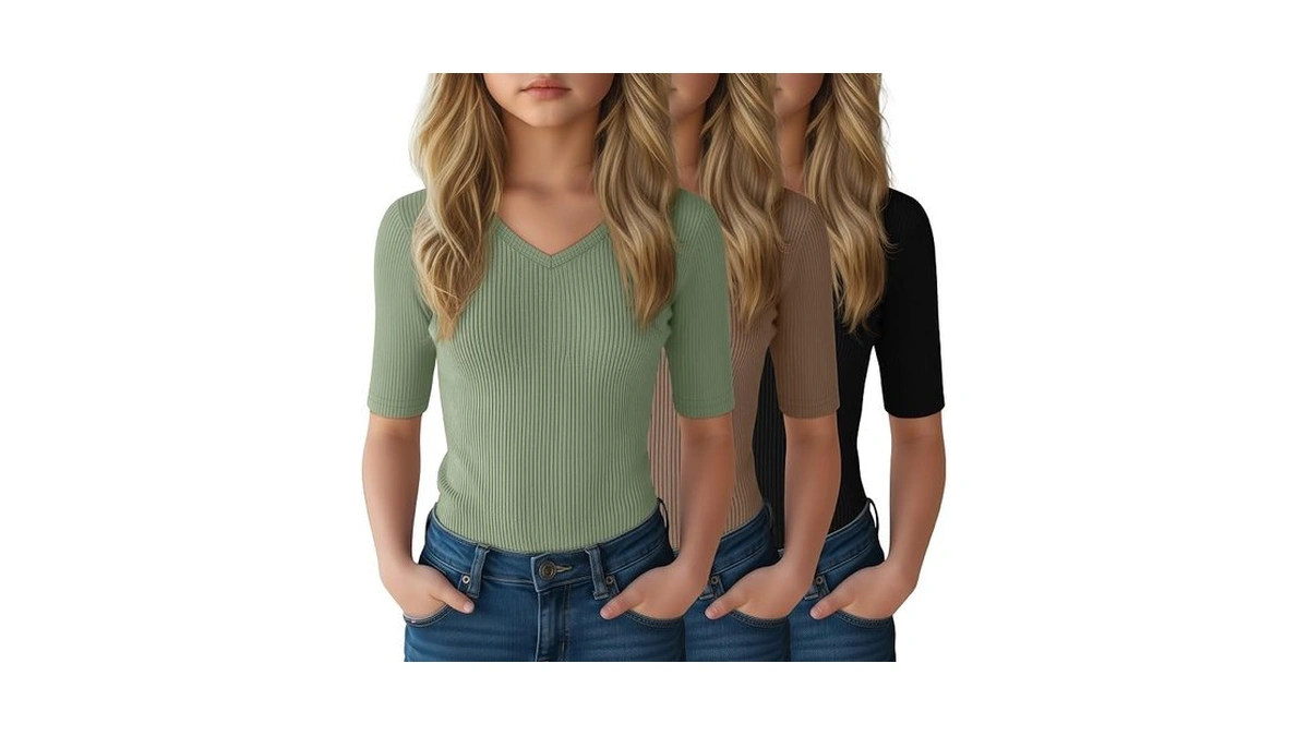 Lessonzoo 3 Pack Girls T Shirts 5-14 Years Tween Summer