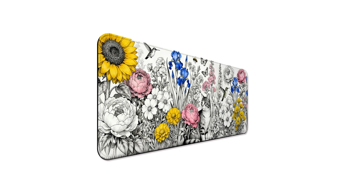Jiang100 Cat's Secret Garden Xl Large Desk Mat, Extended Long
