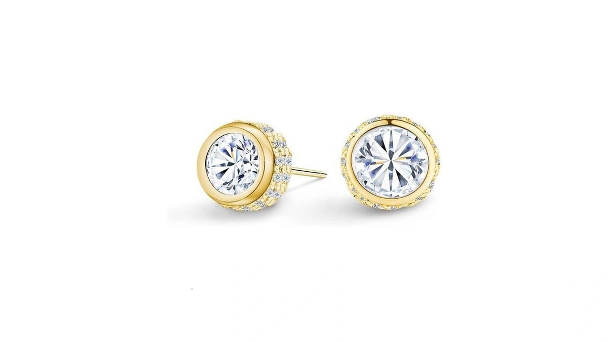 Moissanite Stud Earrings Lab Created Diamond 925 Sterling Silver Halo