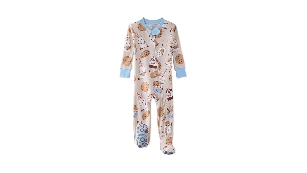 Butterblu Cruz Snug-fit Footed Pajamas 100% Organic Cotton Zip Front