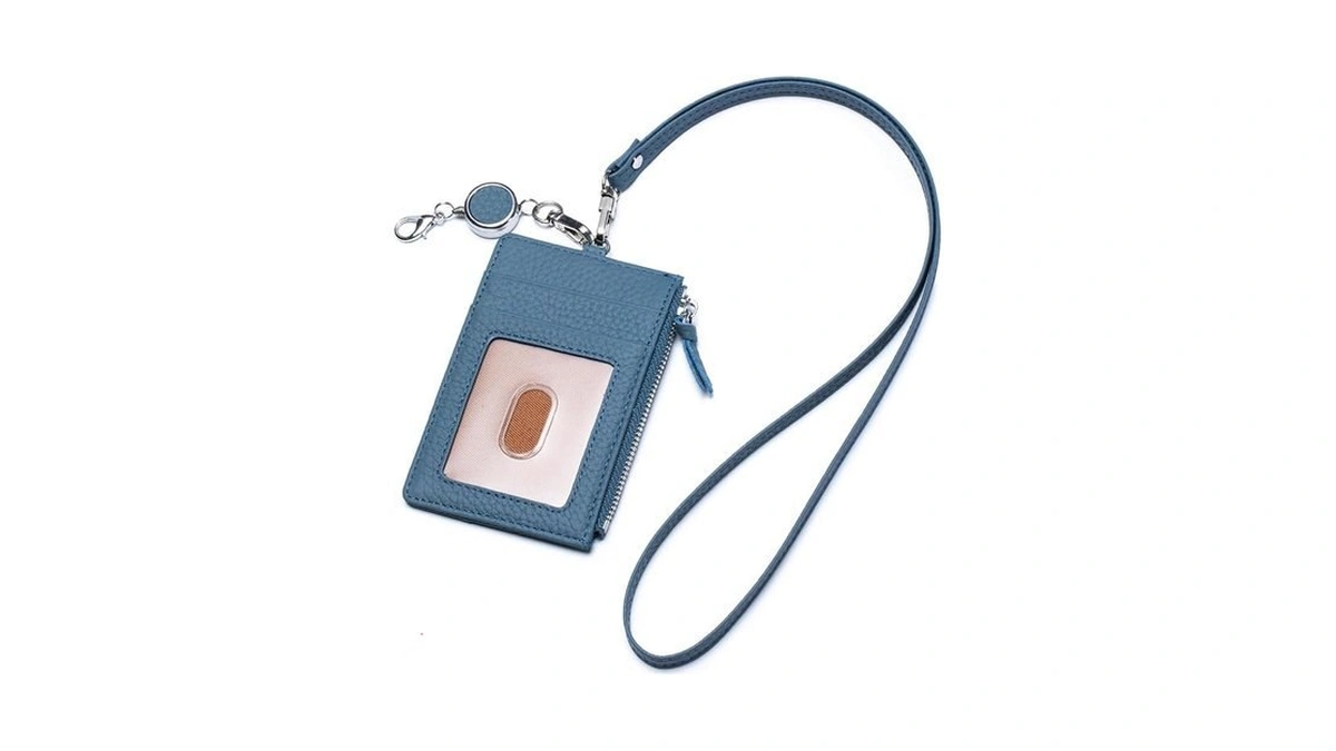 2-in-1 Leather Id Badge Holder With Wallet For Work, Multifunction