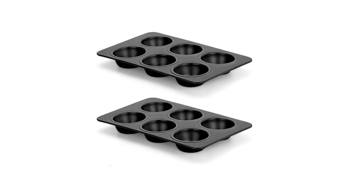 E-far Non-stick Muffin Pan Set Of 2, 6-cup Muffin Cupcake