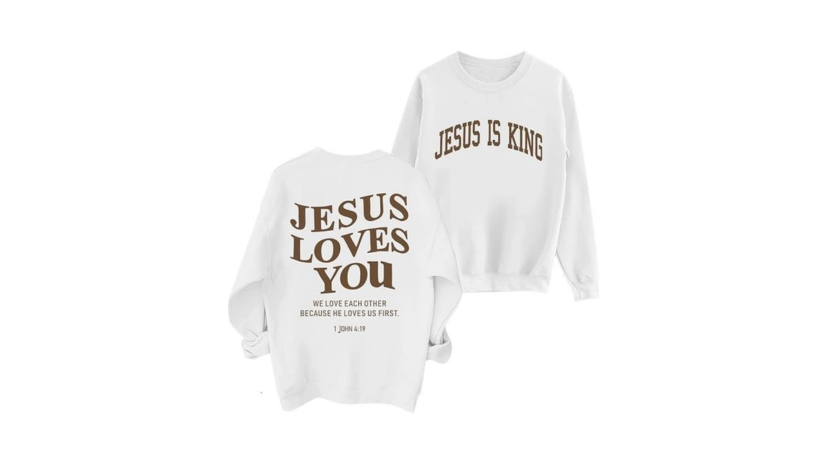 Sulayesh Fleece Christian Sweatshirts Women Jesus Loves You Jesus Is