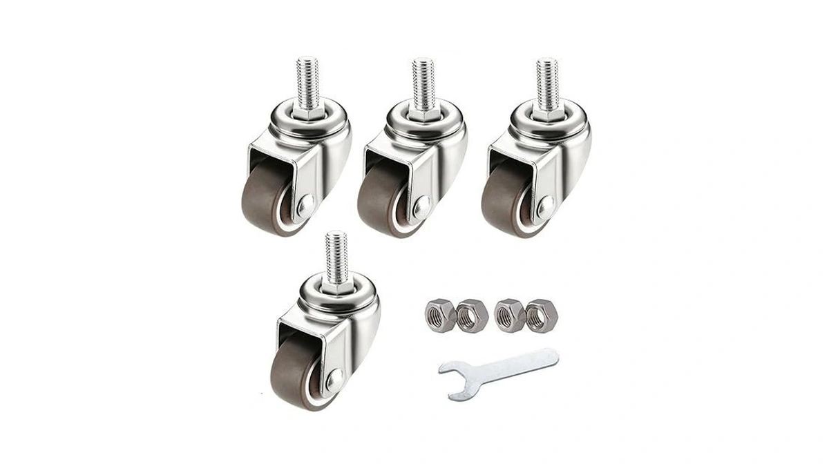 1in Industrial Caster Wheel, M8x15 Threaded Stem Casters Wheels, Set