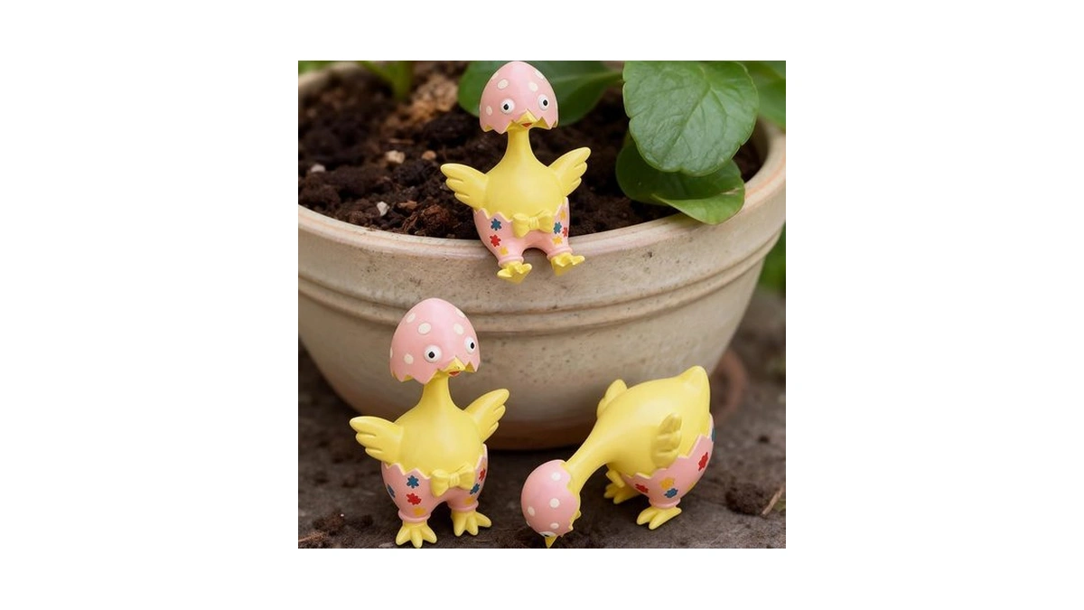 Chwugoxi 3pcs Cute Hatching Chicks Resin Figurines, Mini Farm Animal