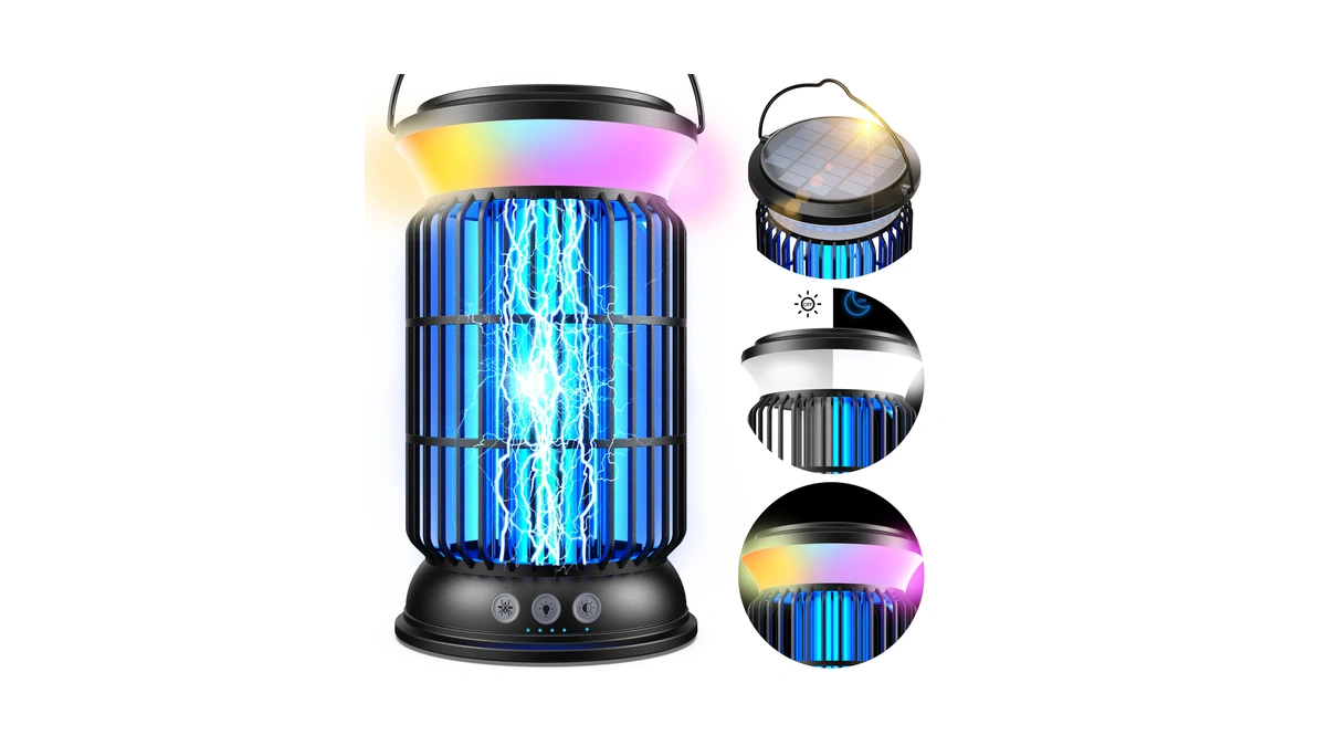 Solar Bug Zapper Outdoor Rechargeable Mosquito Zapper With Cordless Solar