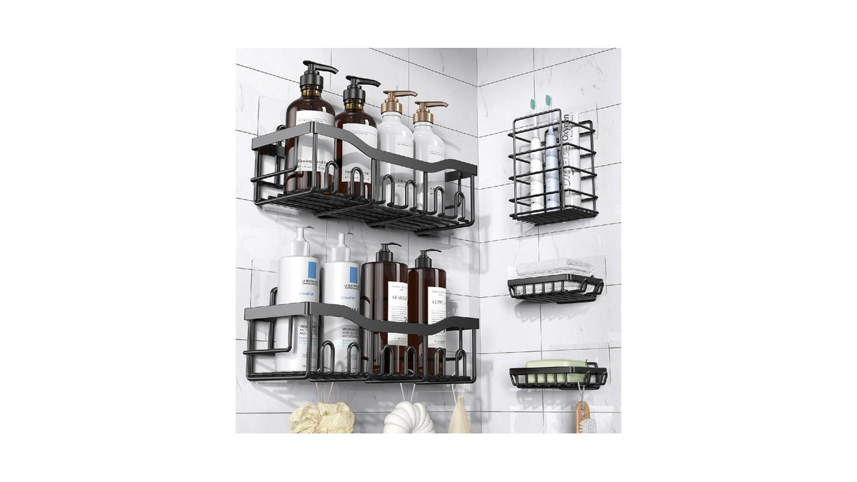 Eudele Adhesive Shower Caddy, 5 Pack Rustproof Stainless Steel Bath