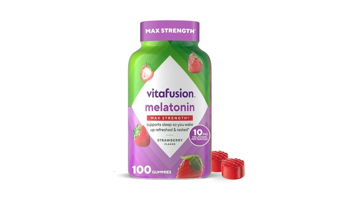 Vitafusion Max Strength 10 Mg Melatonin Gummies, Strawberry Flavored, Adult