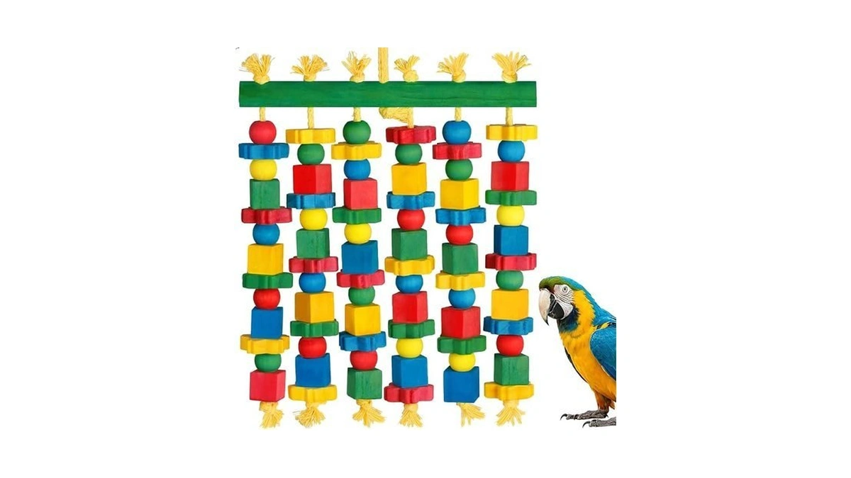 Uyoupet Large Parrot Toy, Natural Wood Bird Toys Bird Chewing