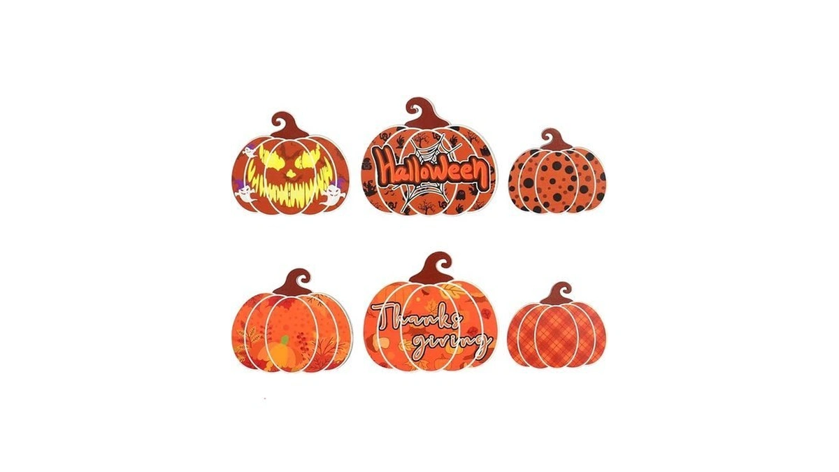 Zzbakress 3pcs Halloween Decorations Indoor Wooden Double-side Pumpkin Decor For