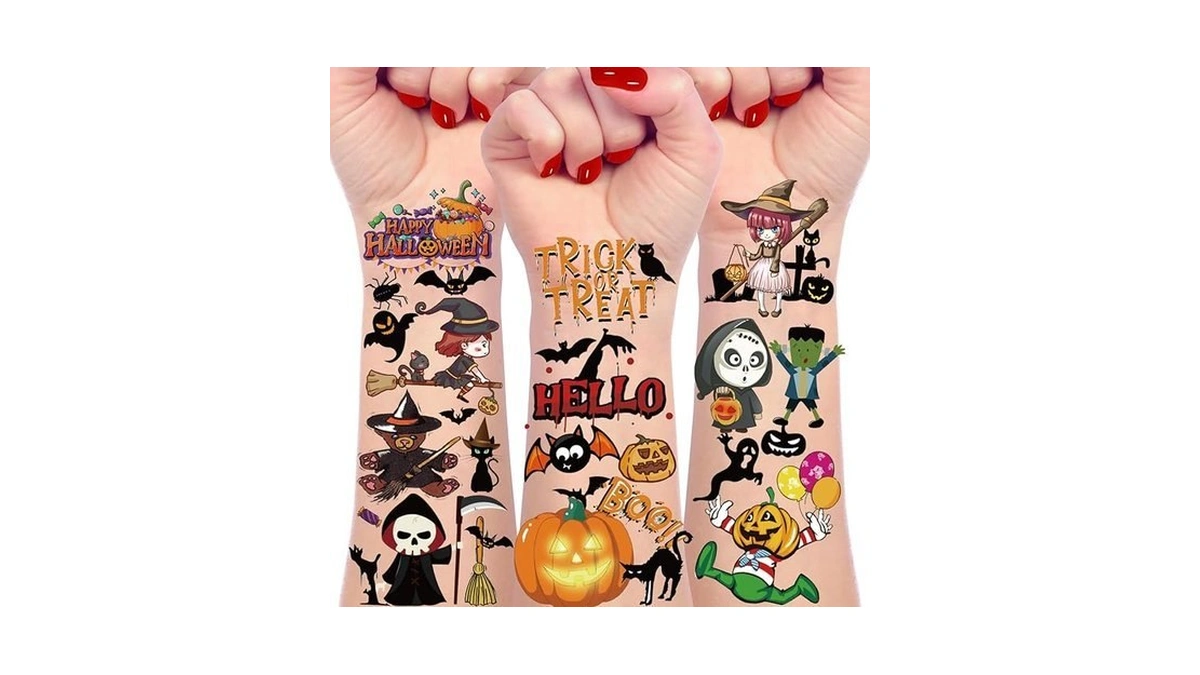 166pcs Halloween Party Favors - Cute Halloween Tattoos Supplies Goodie
