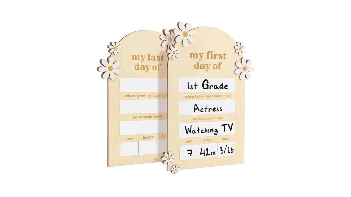 Beautiful Wooden First And Last Day Of School Board Sign