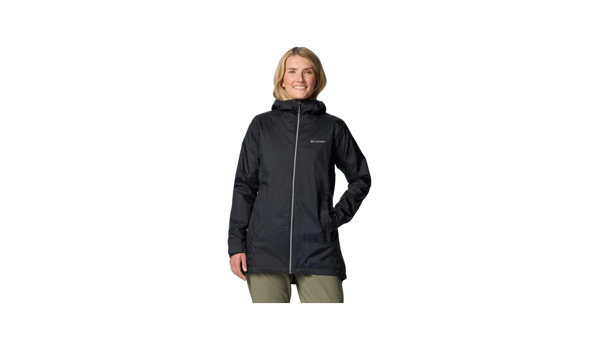 Columbia Womens Switchback Ii Lined Long Rain Jacket, Black, Medium