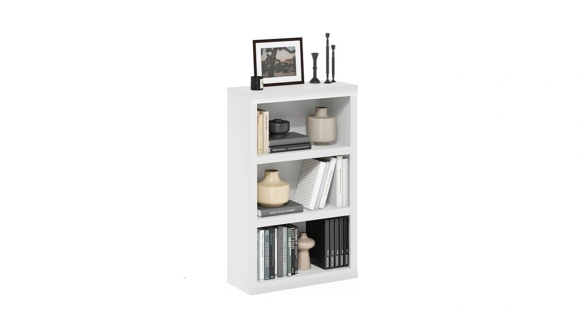 Furinno Rail Book Shelf, 3-tier Bookshelf With Open Shelf, Bookcase