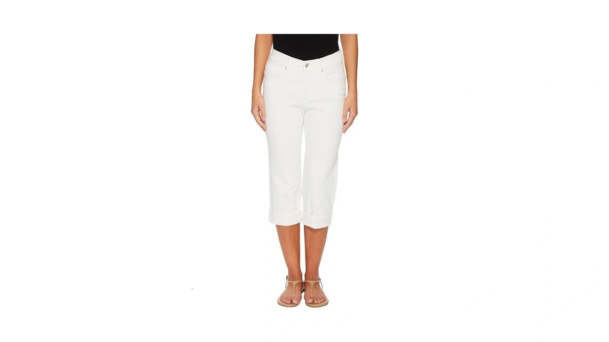 Nydj Womens Petite Marilyn Crop Cuff Jeans, Optic White, 8