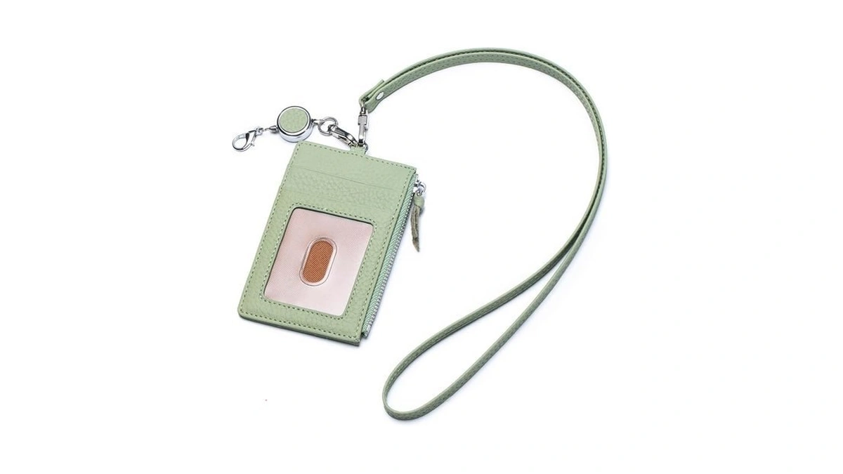 2-in-1 Leather Id Badge Holder With Wallet For Work, Multifunction