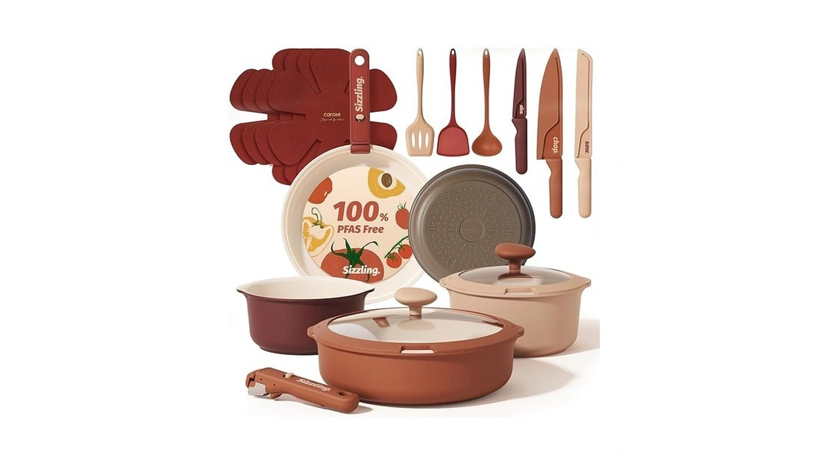 Carote Ceramic Cookware Set, Pots And Pans Set Non Stick