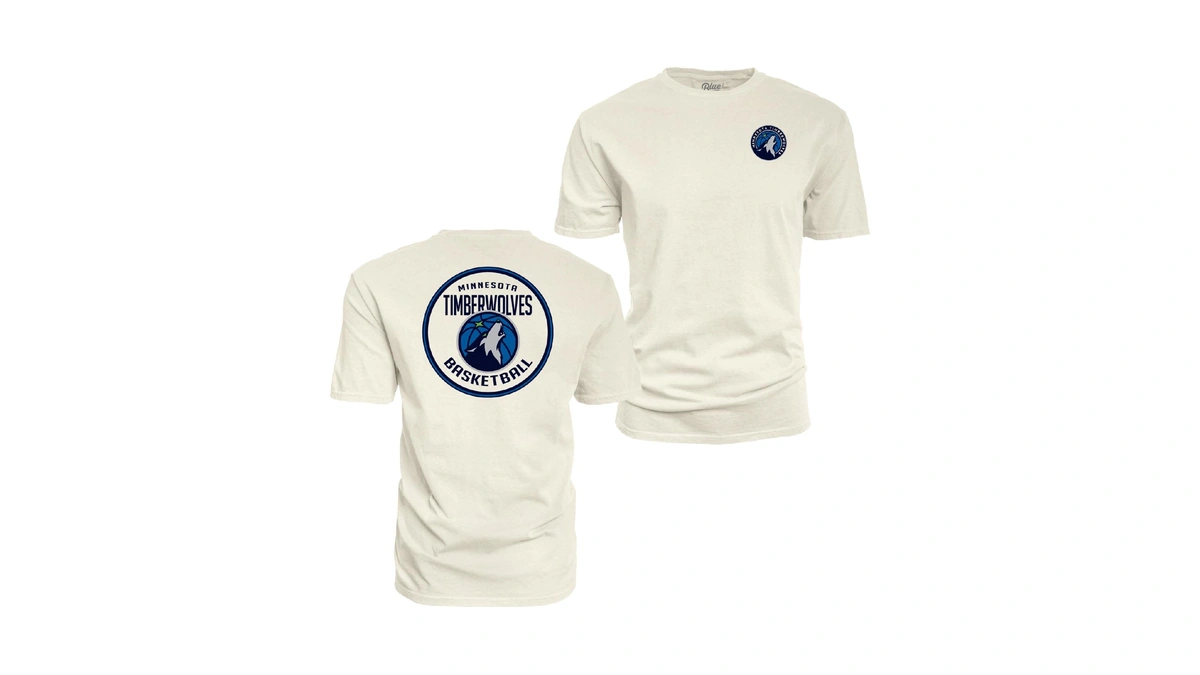 Minnesota Timberwolves Nba Officially Licensed T-shirt Ringspun Front/back Ivory, Large