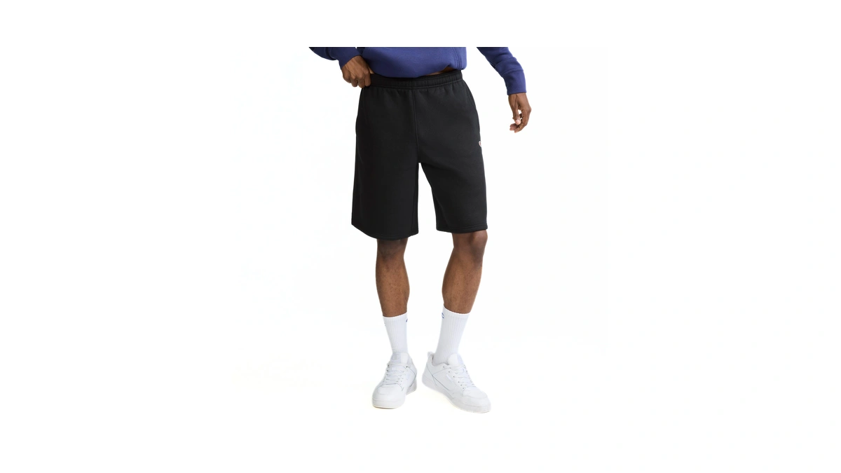 Champion Men's Fleece Shorts, 10-inch Inseam, Standard Fit, Midweight, Black,