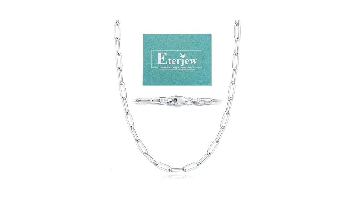 Eterjew 5mm 925 Sterling Silver Paperclip Chain Necklace For Women,
