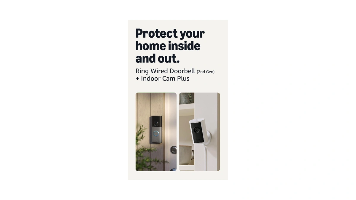 Ring Wired Doorbell (newest Model), Speckled Gray With Indoor Cam