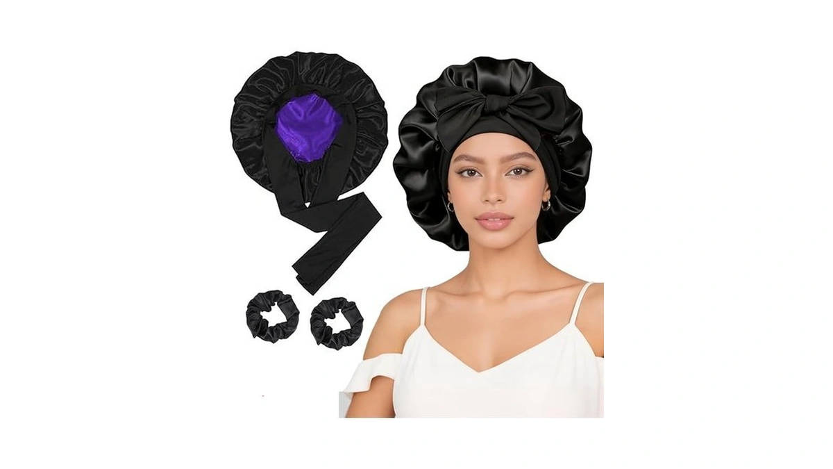 Satin Bonnet For Sleeping Silk Bonnet With Tie Double Layer