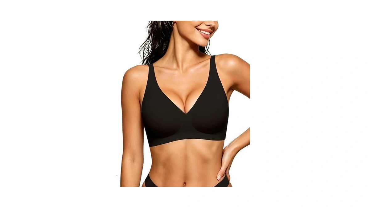 Horisun Wireless Push Up Bras For Women Deep V Seamless