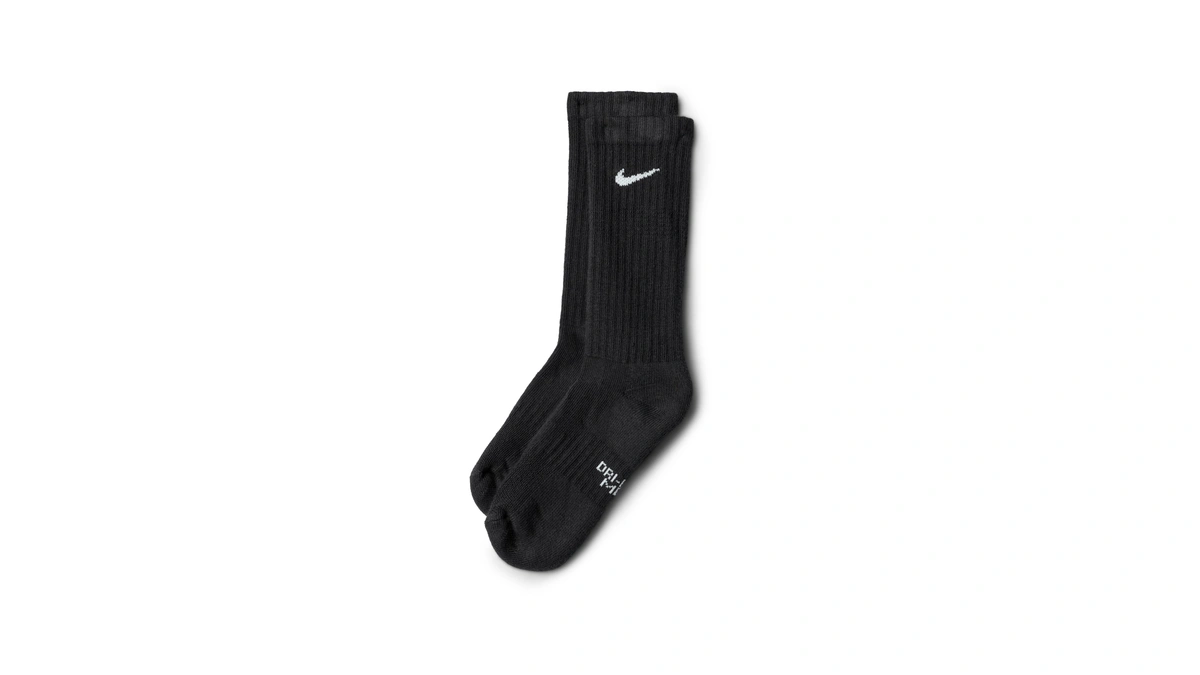 Nike Kids' Everyday Cushion Crew Socks (6 Pairs), Black/white, Medium