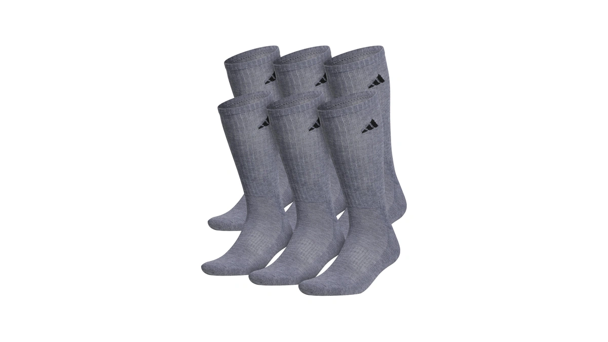 Adidas Mens Athletic Cushioned Crew Socks (6 Pairs) Durable &